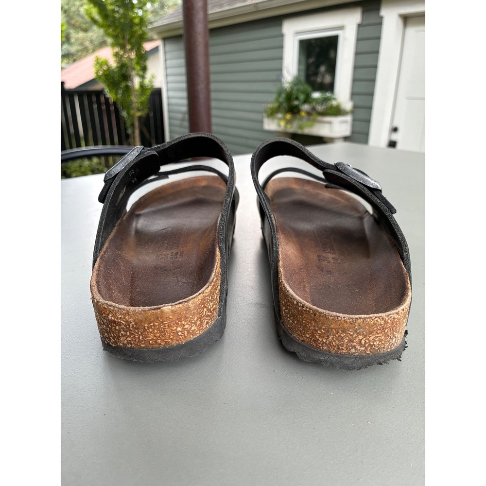Birkenstock Arizona Black Leather Two Strap Buckle Sandals Womens 37 - Picture 2 of 6